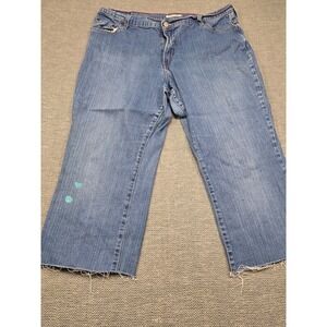 Levis 550 Relaxed Bootcut Jeans Womens 18 Medium Wash Blue Raw Hem 062176975002